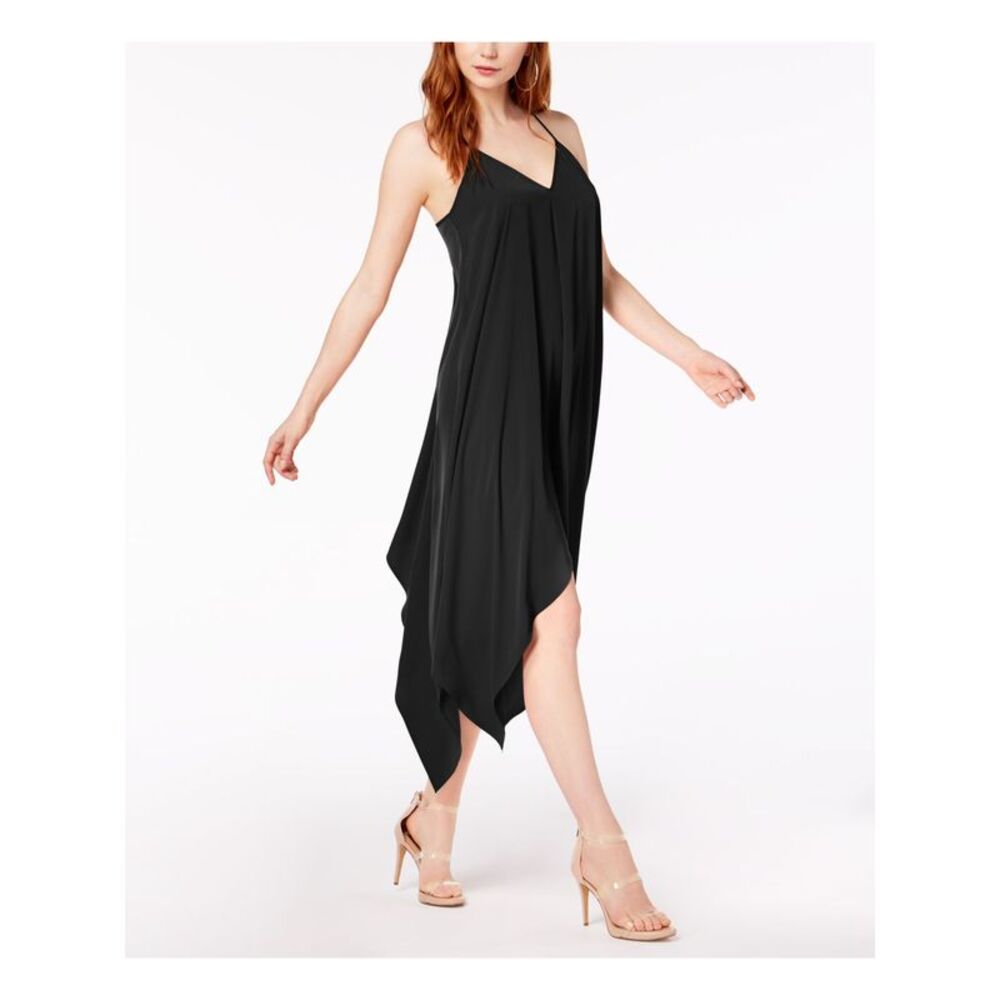 BAR III Womens Black Spaghetti Strap Above The Knee Cocktail Dress Size: XXS